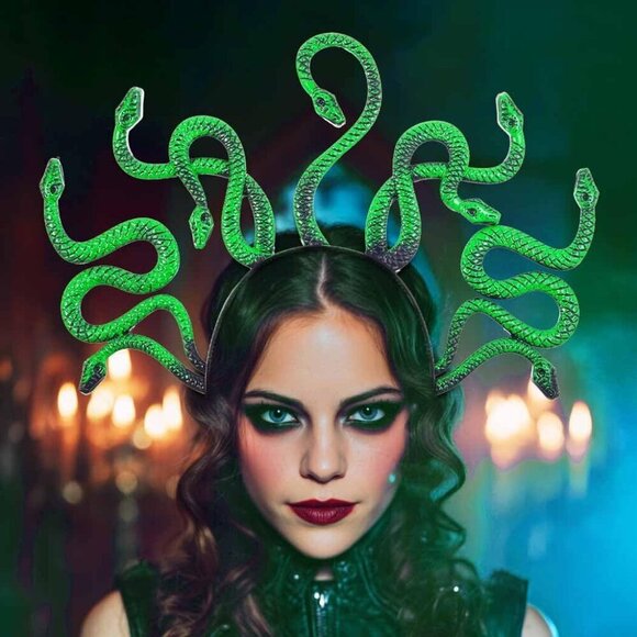Snake Headband Plastic Green Halloween Cosplay Hair Accessory Women main image 5